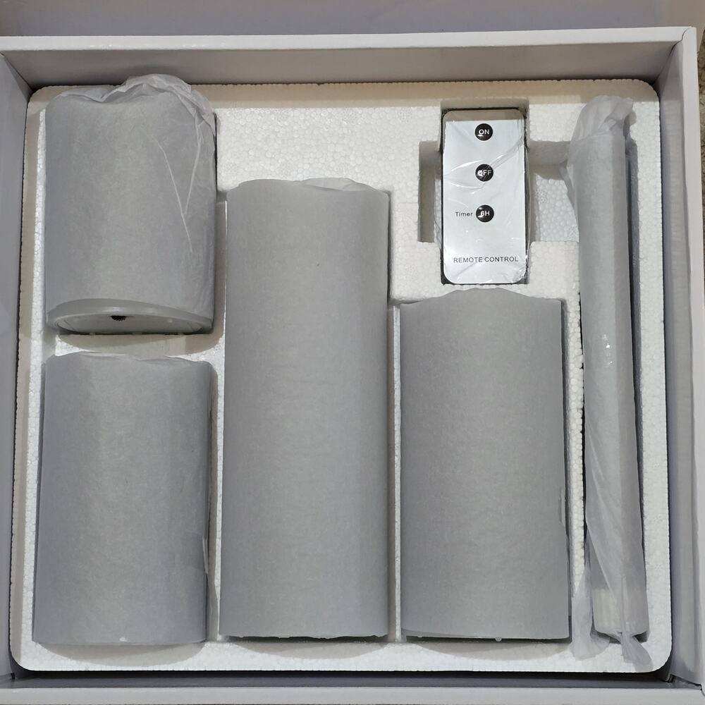 Home Reflections 6 Piece Ultimate Flameless Candle Set Gray NIB